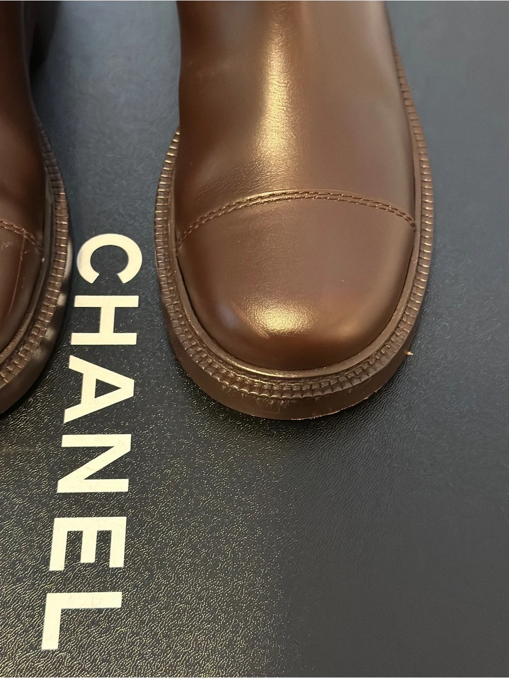 CHANEL Brown Leather Knee-High Boots